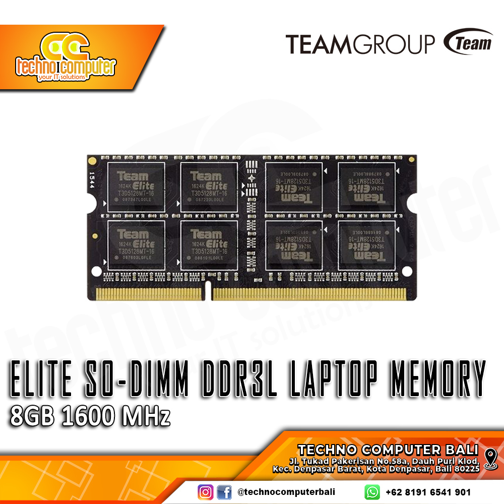 SODIMM DDR3 TEAM ELITE 8GB LOW VOLTAGE - 1600MHZ