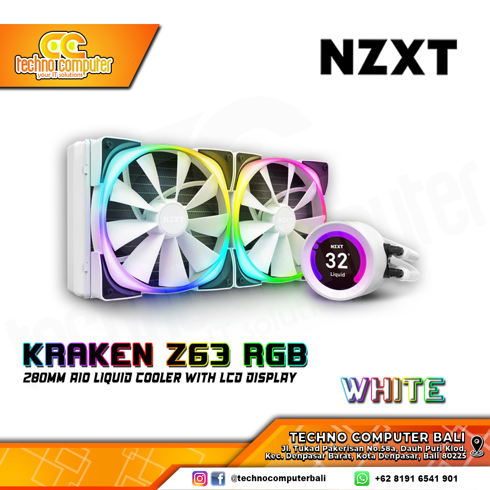 NZXT KRAKEN Z63 RGB White Edition - CPU Cooler - 280mm AIO Liquid Cooler with LCD Display