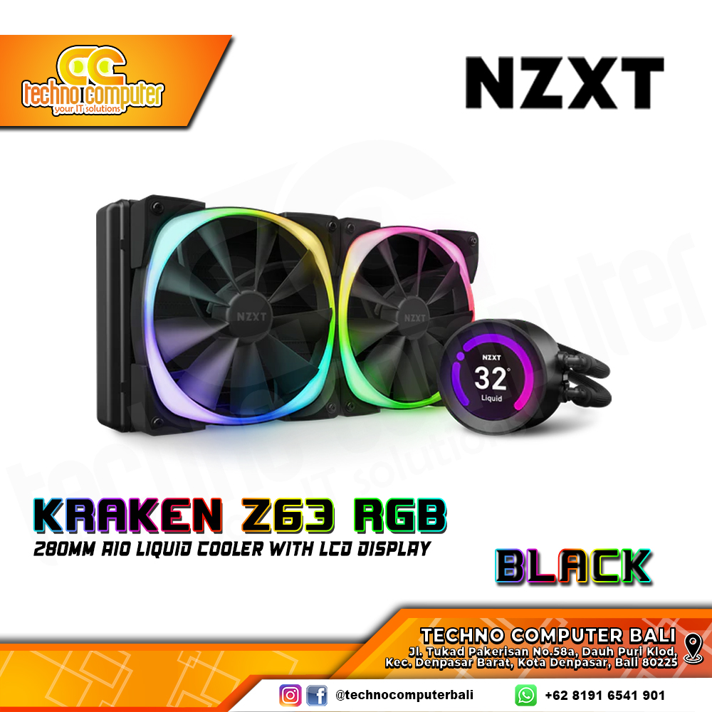 NZXT KRAKEN Z63 RGB Black - CPU Cooler - 280mm AIO Liquid Cooler with LCD Display