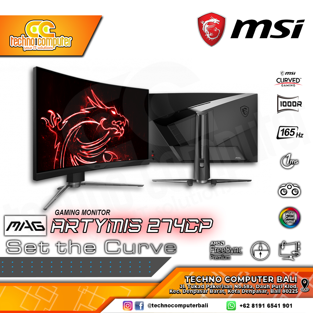 MSI MAG ARTYMIS 274CP Curved Gaming Monitor - 27 inch, FHD (1920 x 1080), VA, 165Hz, 1ms, FreeSync