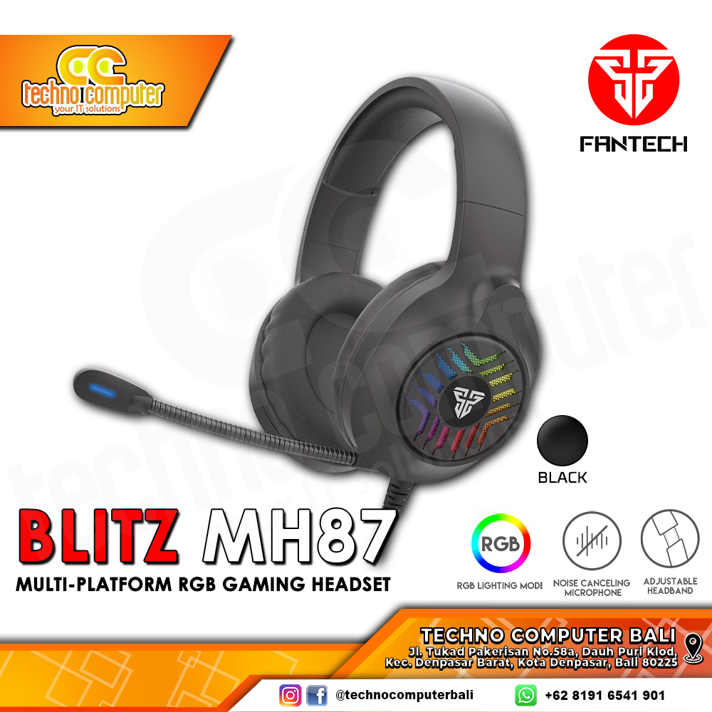 HEADSET FANTECH BLITZ MH87 RGB Black - Multi-Platform - Gaming Headset