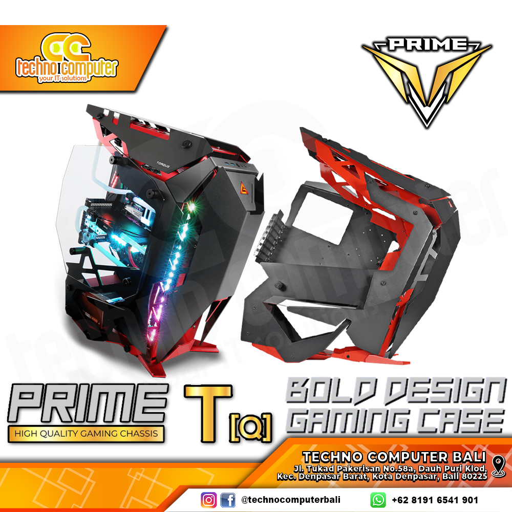 CASING PRIME GAMING T-[Q] - Mid Tower ATX Case Tempered Glass