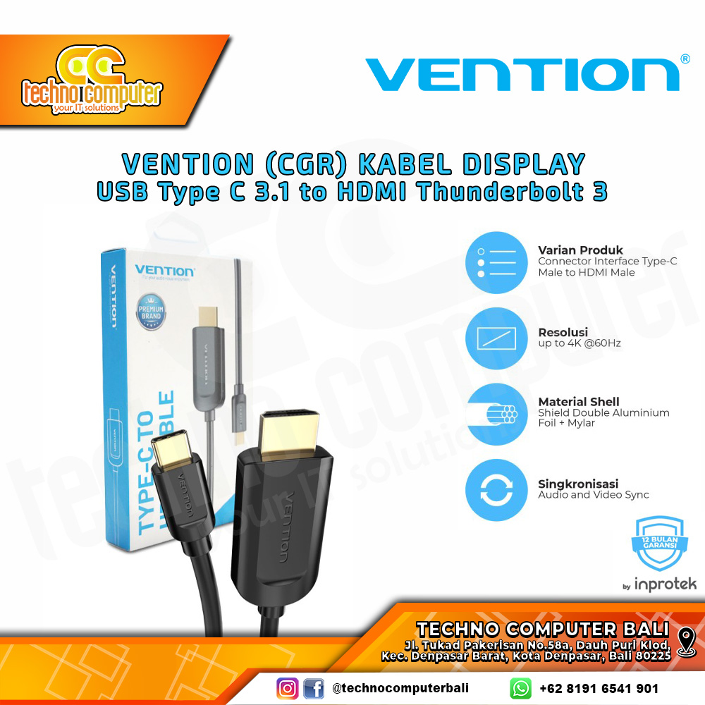 VENTION KABEL DISPLAY - USB Type-C 3.1 to HDMI 4K 30Hz - CGR 1M