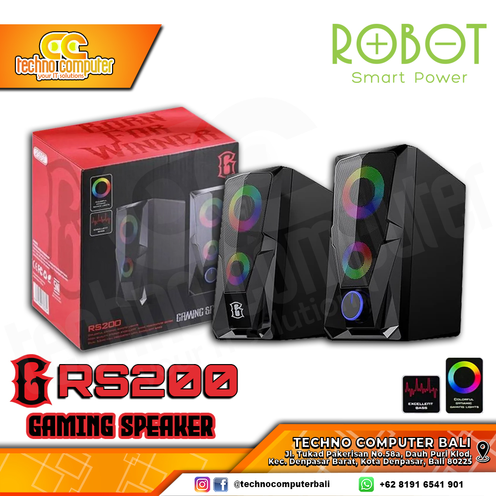 SPEAKER ROBOT GAMEN RS200 RGB - Stereo Gaming Speaker with RGB