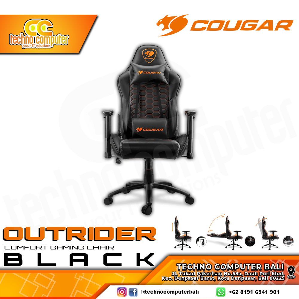 KURSI GAMING COUGAR OUTRIDER GAMING CHAIR 2D Armrest - OUTRIDER BLACK