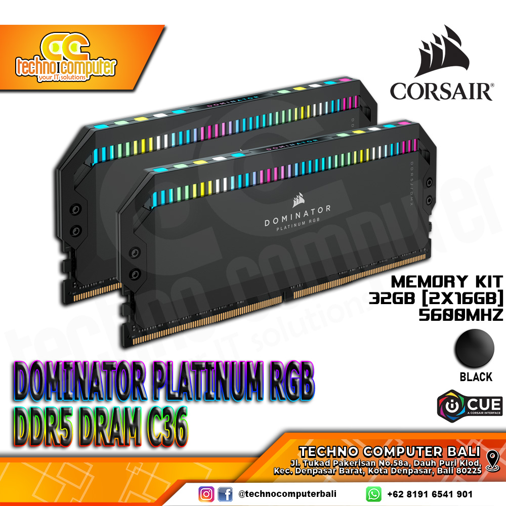 DDR5 CORSAIR DOMINATOR PLATINUM RGB 32GB (2x16GB) Kit 5600MHz C36 - BLACK
