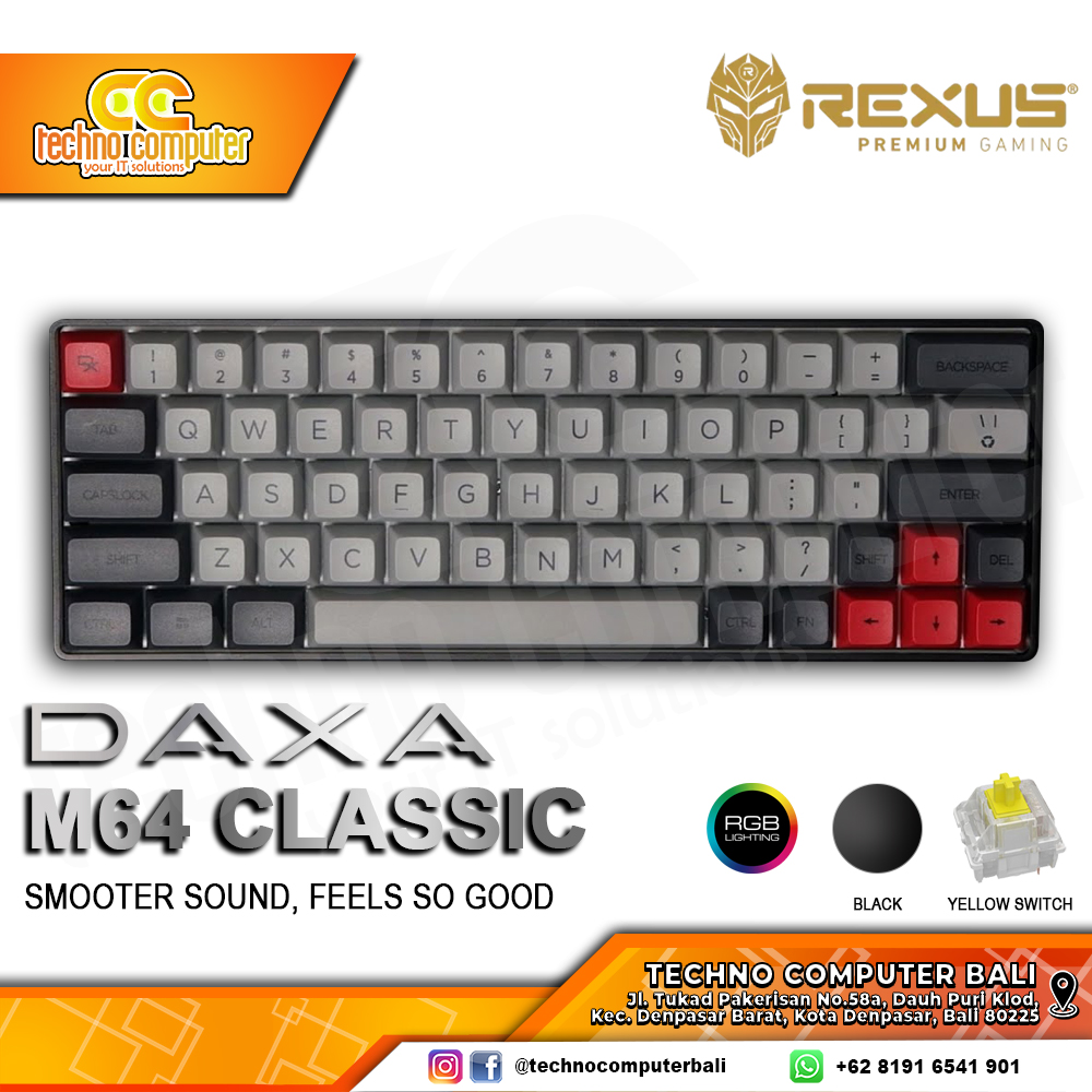 REXUS DAXA M64 CLASSIC Black - Mechanical Yellow Switch - Gaming Keyboard