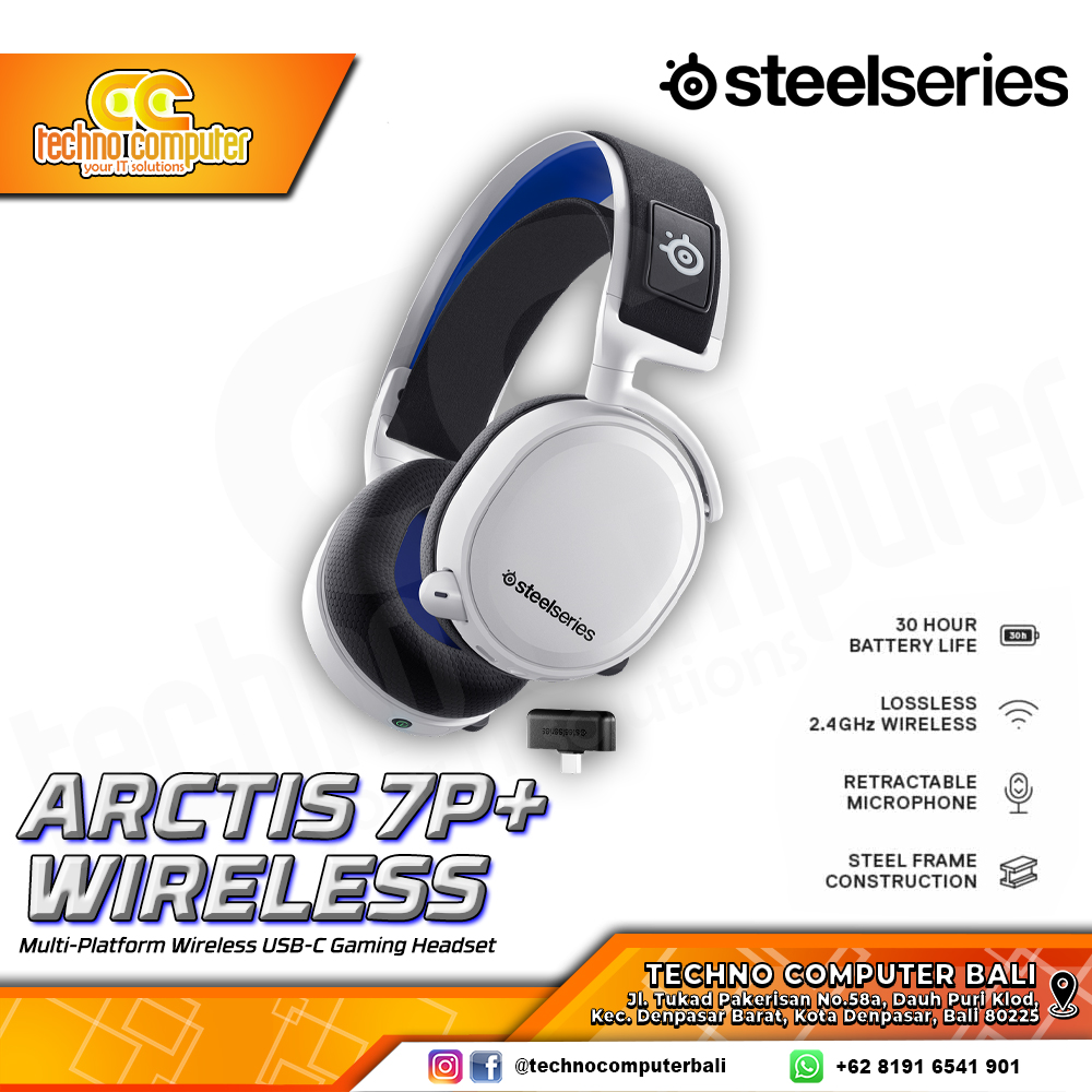 HEADSET STEELSERIES ARCTIS 7P+ Wireless White - Gaming Headset