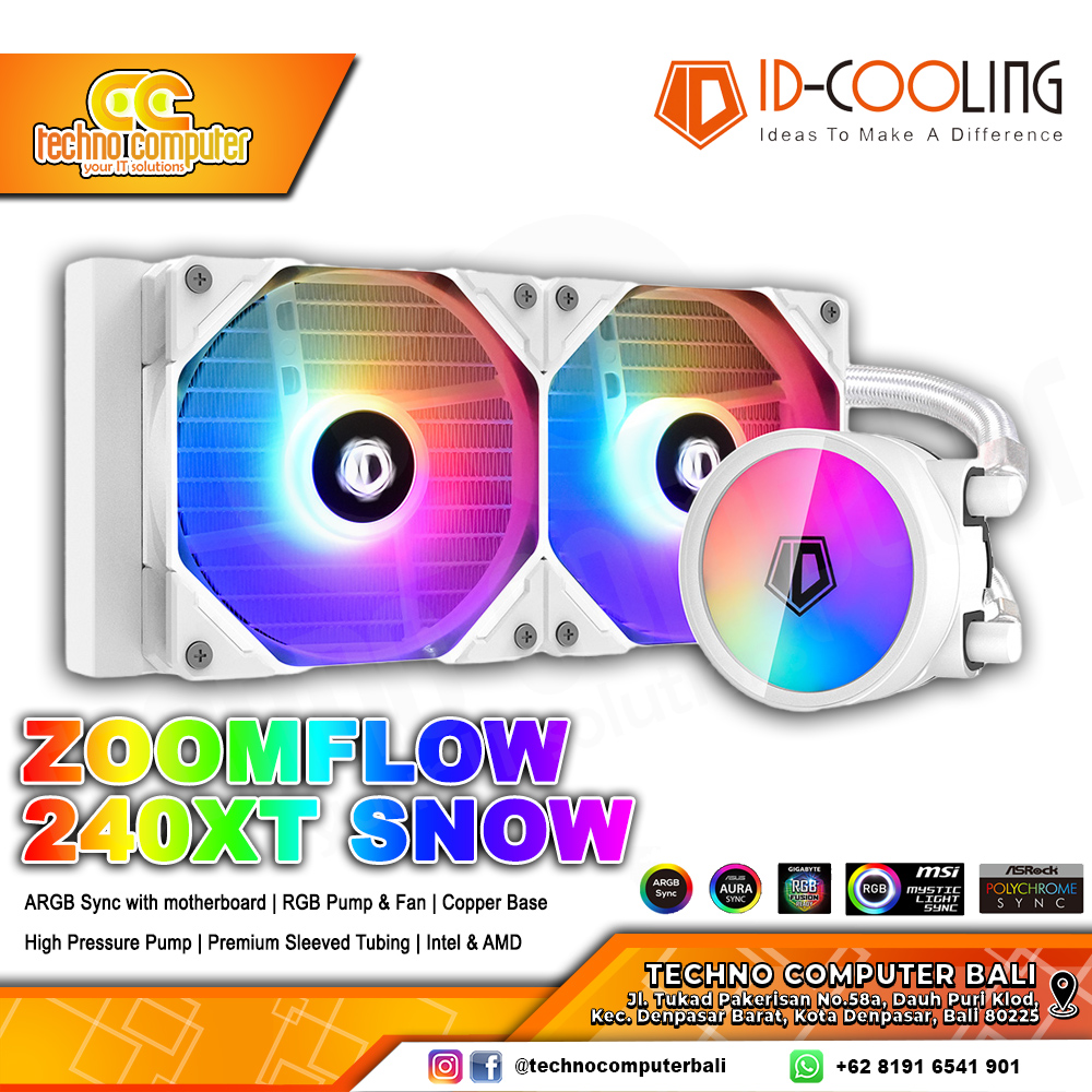 ID-COOLING ZOOMFLOW 240XT ARGB SNOW - CPU Cooler - 240mm AIO Liquid Cooler
