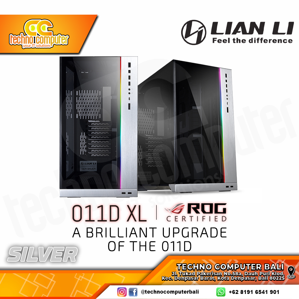 CASING LIAN LI PC-O11 DYNAMIC XL ROG CERTIFIED Silver - Full Tower E-ATX Case Tempered Glass