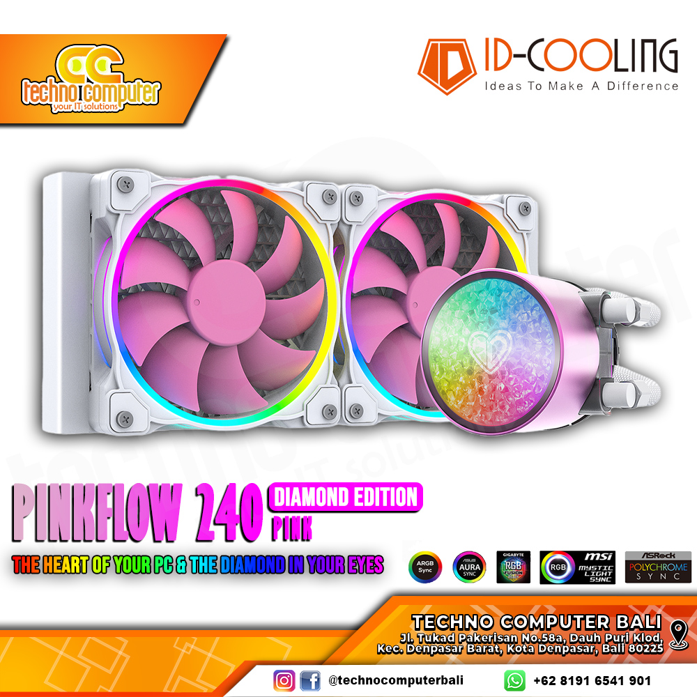 ID-COOLING PINKFLOW 240 ARGB DIAMOND PINK - CPU Cooler - 240mm AIO Liquid Cooler