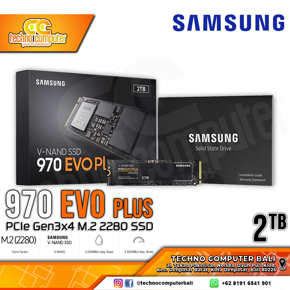 SSD SAMSUNG 970 Evo Plus M.2 NVMe 2280 PCIe Gen3 x4 - 2TB