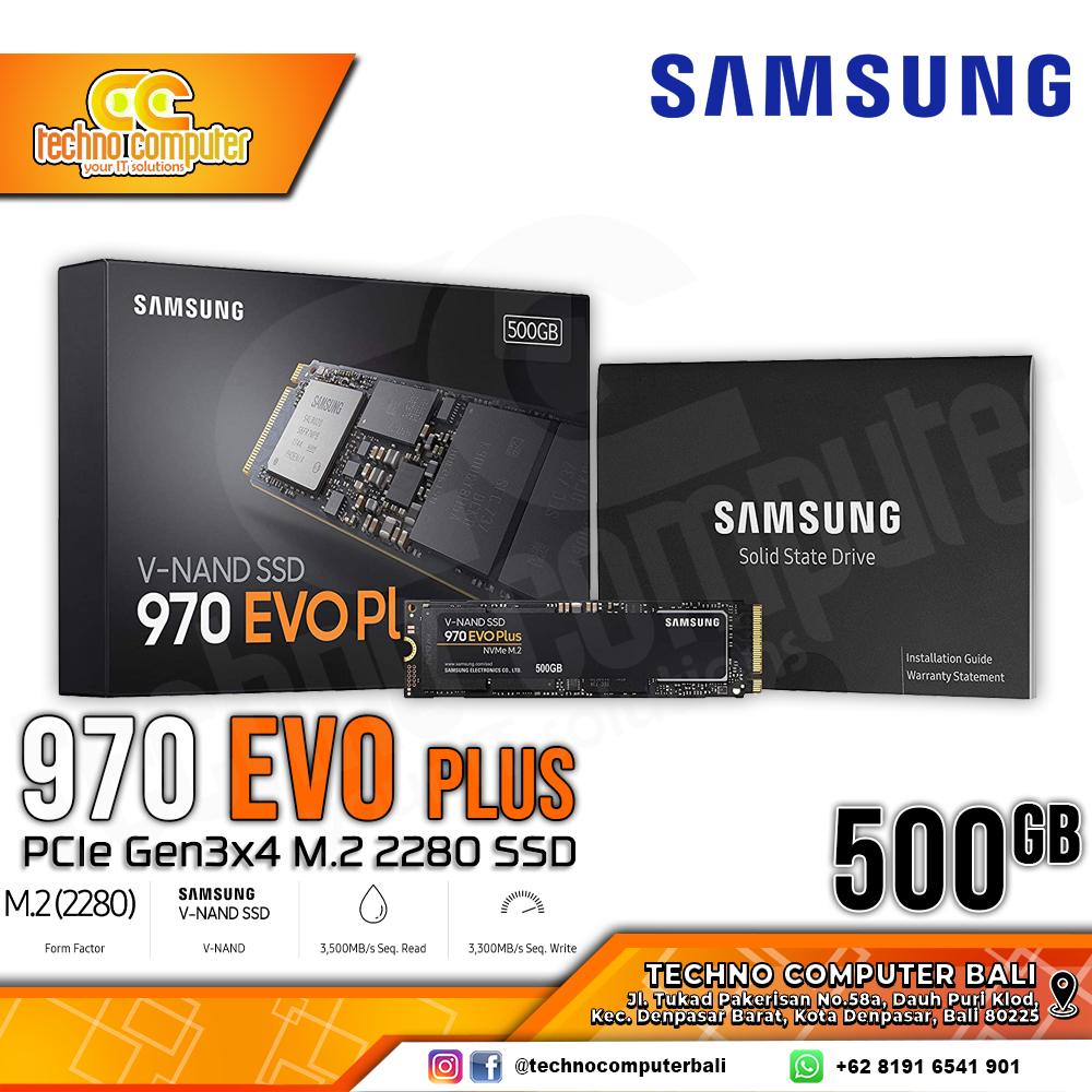 SSD SAMSUNG 970 Evo Plus M.2 NVMe 2280 PCIe Gen3 x4 - 500GB