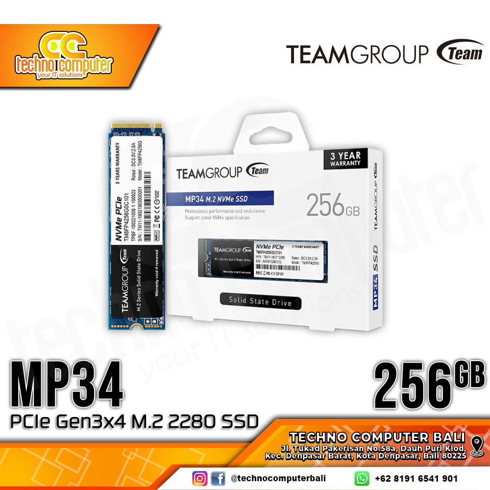 SSD TEAM MP34 M.2 NVMe 2280 PCIe Gen3 x4 - 256GB