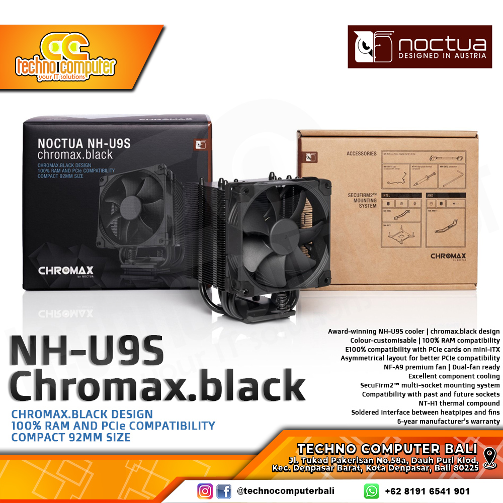NOCTUA NH-U9S CHROMAX Black - CPU Cooler - 92mm Air Cooler