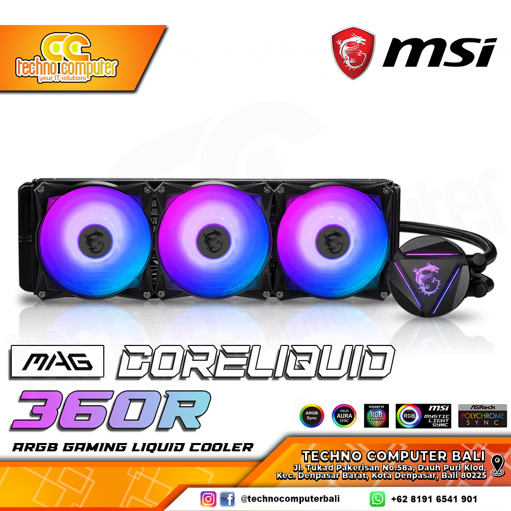 MSI MAG CORELIQUID 360R - CPU Cooler - 360mm AIO Liquid Cooler