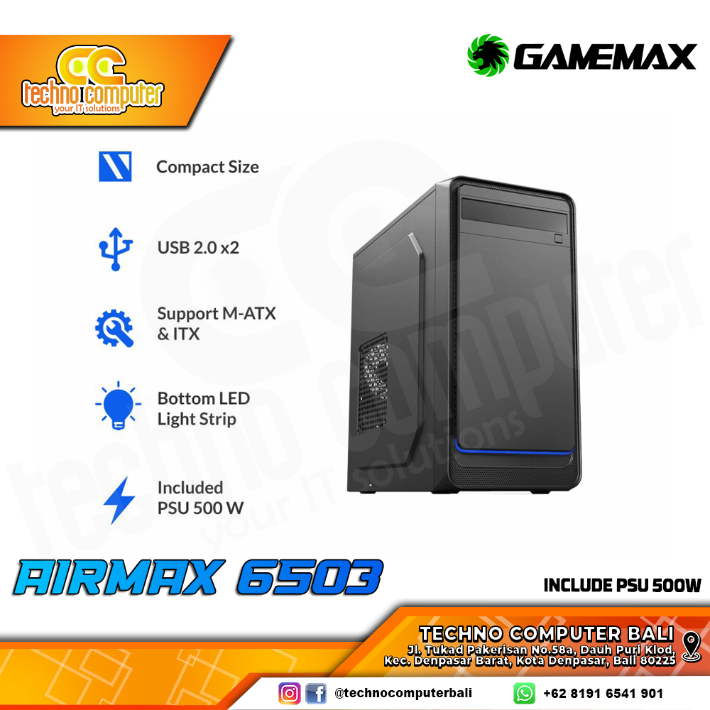 CASING GAMEMAX AIRMAX 6503 - Mid Tower mATX Case (PSU 500w)