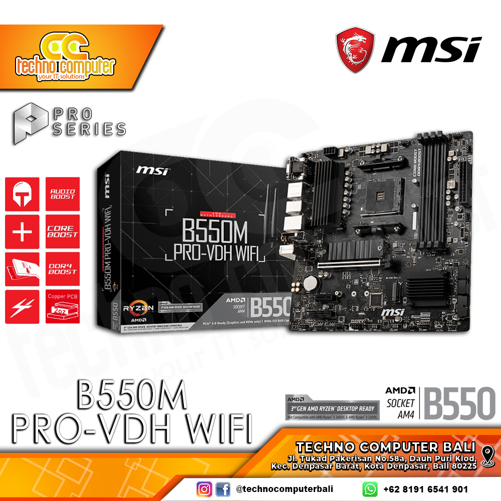 MSI B550M PRO-VDH WIFI - mATX, AM4, B550, DDR4