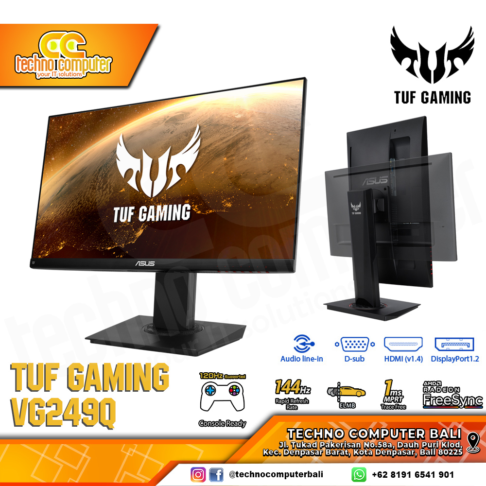 ASUS TUF GAMING VG249Q Gaming Monitor - 24 inch, FHD (1920 x 1080), IPS, 144hz, 1ms