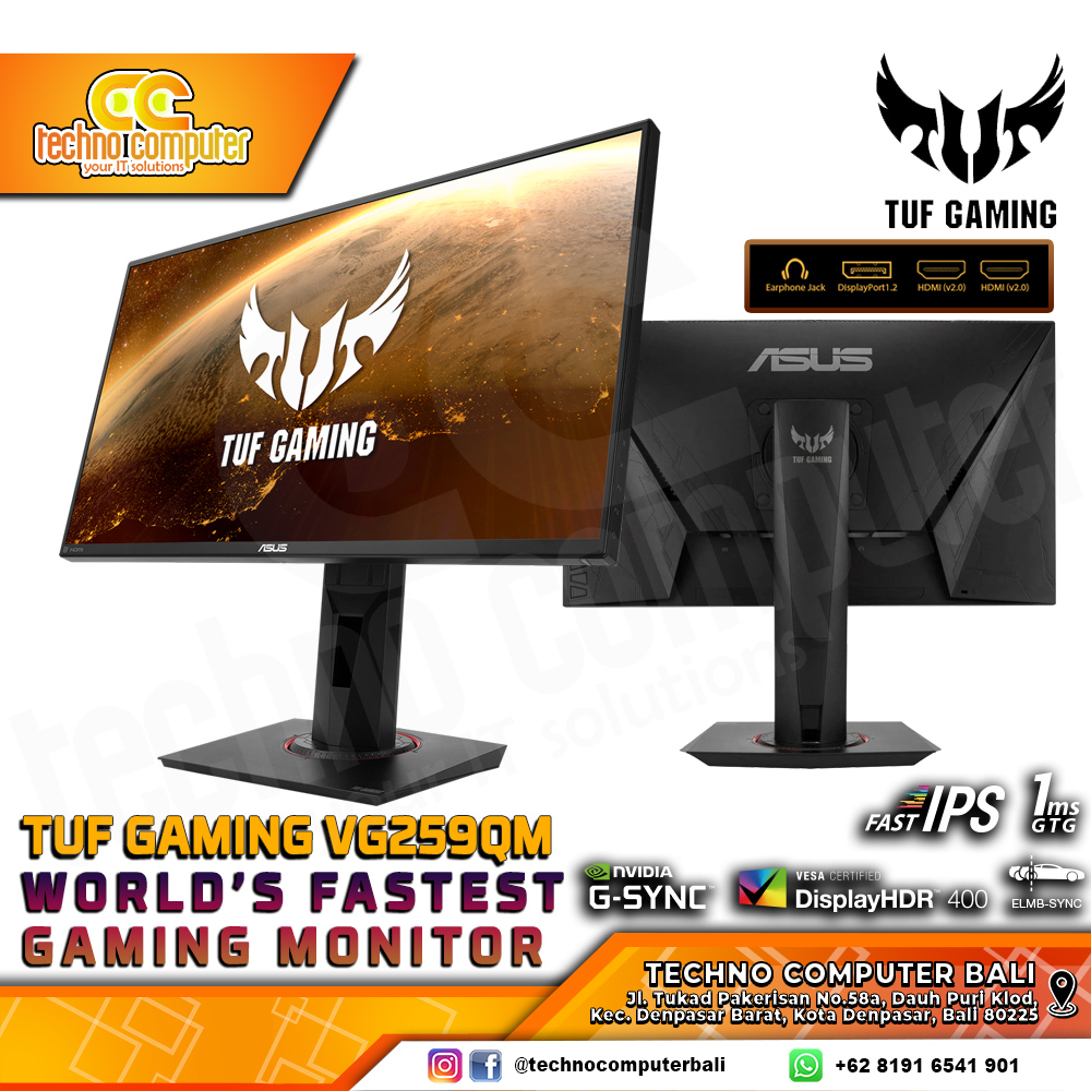 ASUS TUF GAMING VG259QM Gaming Monitor - 24.5 inch, FHD (1920 x 1080), Fast IPS, 280Hz, 1ms, G-Sync 