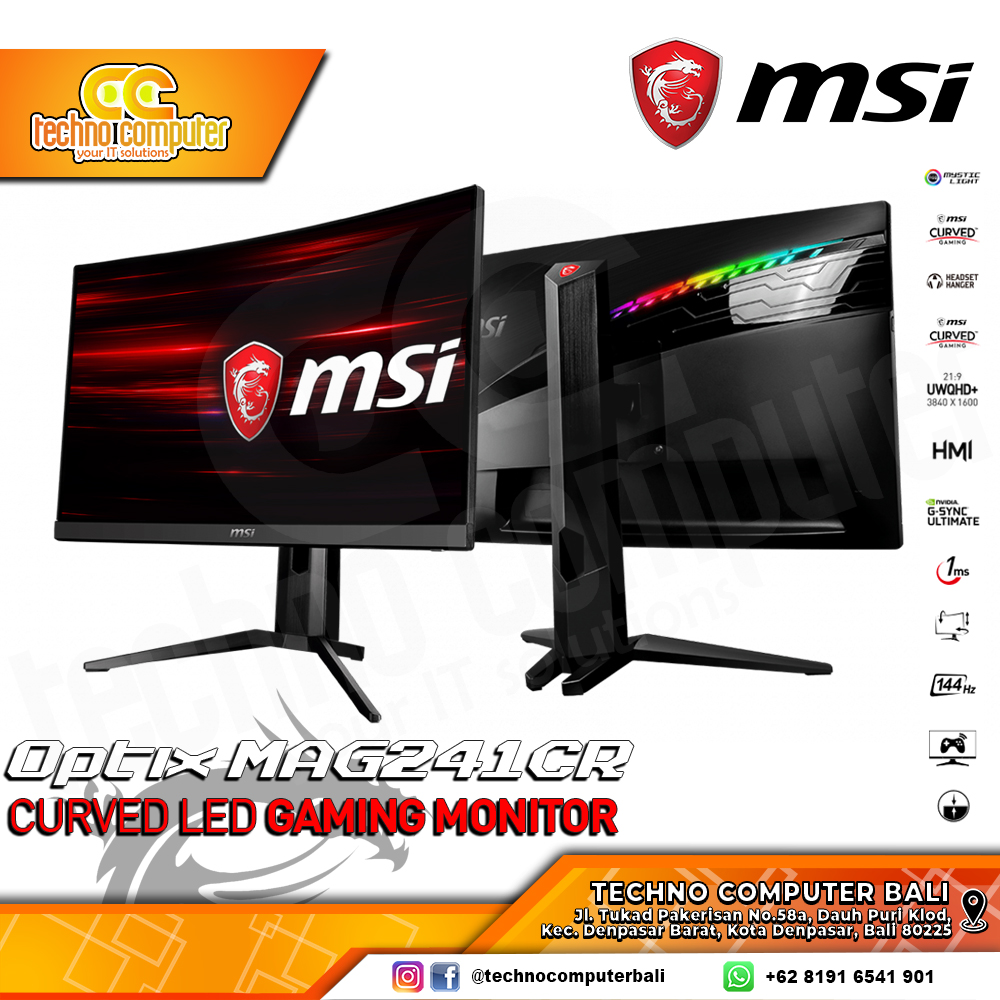 MSI OPTIX MAG241CR Curved Gaming Monitor - 24 inch, FHD (1920 x 1080), VA, 144Hz, 1ms, FreeSync