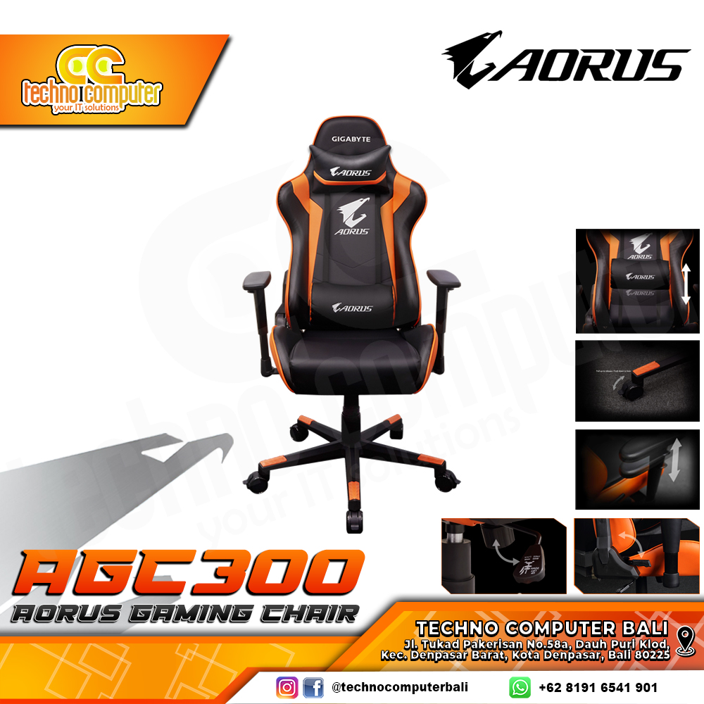 KURSI GAMING GIGABYTE AORUS AGC300 GAMING CHAIR - BLACK