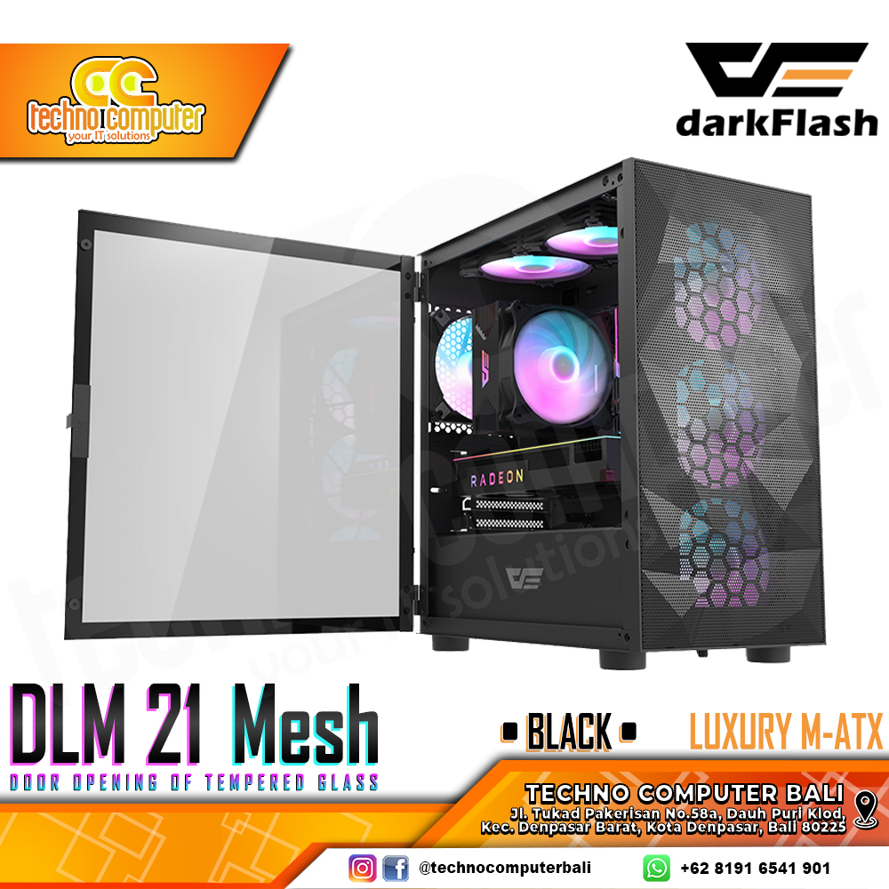 CASING DARKFLASH DLM21 Mesh Black - Mid Tower mATX Case Tempered Glass