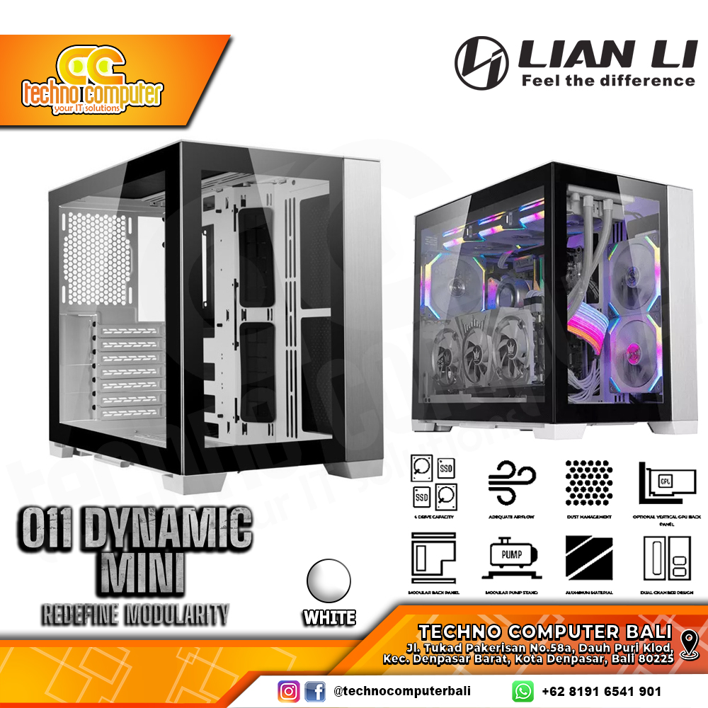 CASING LIAN LI O11 DYNAMIC MINI White - Mid Tower ATX Case Tempered Glass