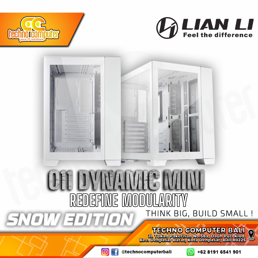 CASING LIAN LI O11 DYNAMIC MINI Snow White - Mid Tower ATX Case Tempered Glass
