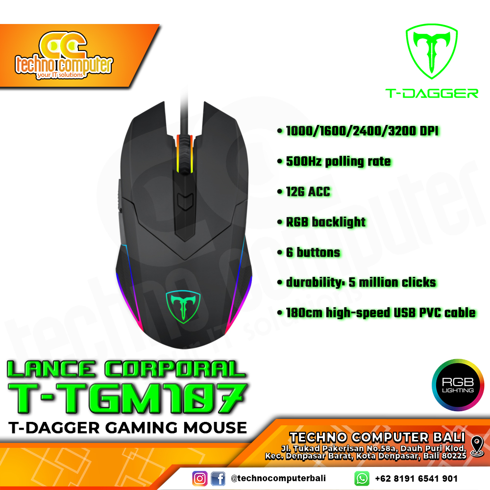 T-DAGGER T-TGM107 Lence Corporal RGB - Gaming Mouse
