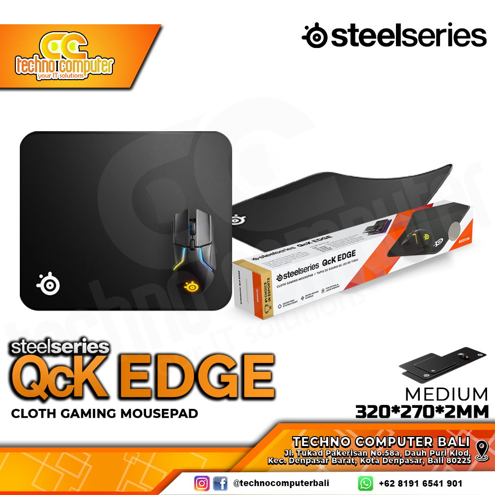 MOUSEPAD STEELSERIES QCK EDGE MEDIUM (320 x 270 x 2 mm) - Gaming Mousepad