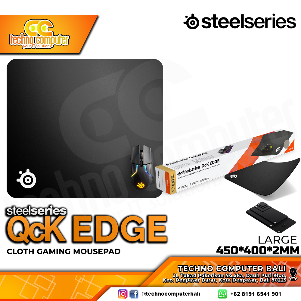 MOUSEPAD STEELSERIES QCK EDGE LARGE (450 x 400 x 2 mm) - Gaming Mousepad