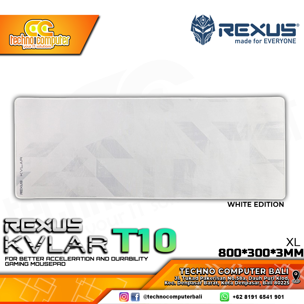 MOUSEPAD REXUS KVLAR T10 White XL (800 x 300 x 3 mm) - Gaming Mousepad