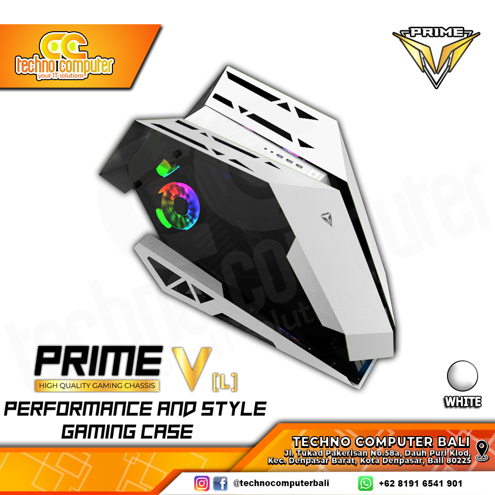 CASING PRIME GAMING V-[L] White - ATX Case Tempered Glass
