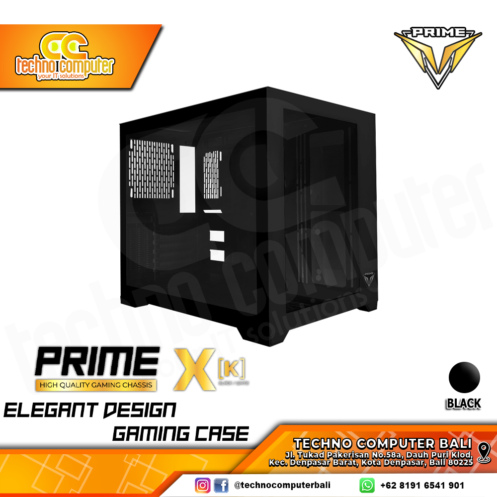 CASING PRIME GAMING X-[K] Black - Mid Tower ATX Case Tempered Glass