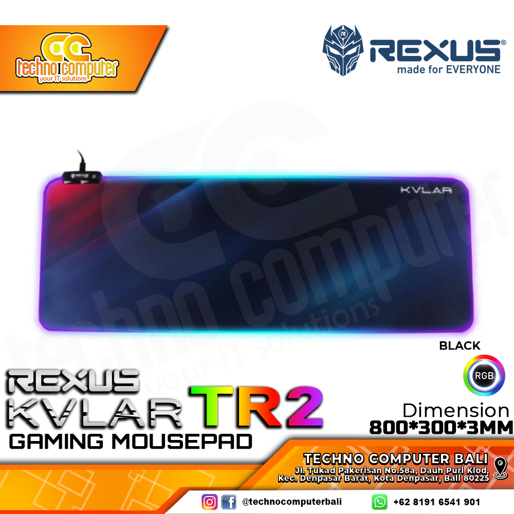 MOUSEPAD REXUS KVLAR TR2 RGB Black (800 x 300 x 3 mm) - Gaming Mousepad