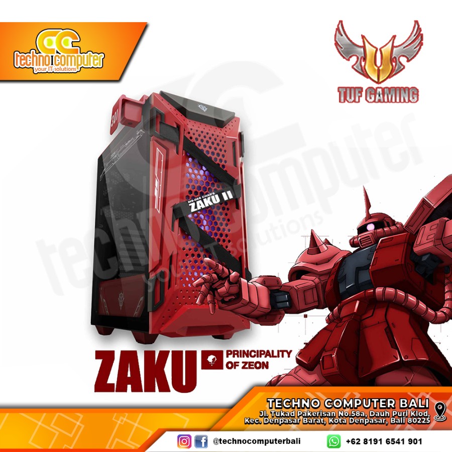 CASING ASUS TUF GAMING GT301 Zaku II Edition - Mid Tower ATX Case Tempered Glass (Free 3x ARGB Fan)