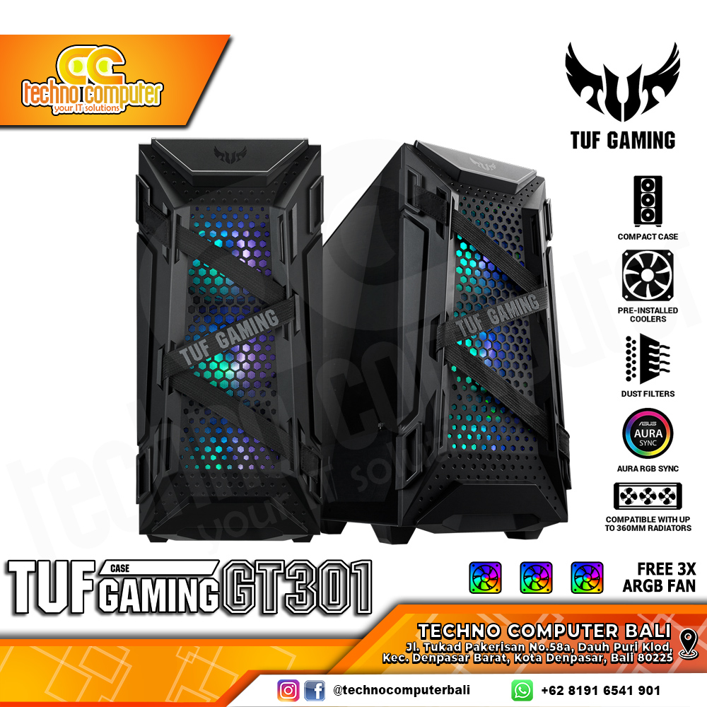 CASING ASUS TUF GAMING GT301 - Mid Tower ATX Case Tempered Glass (Free 3x ARGB Fan)