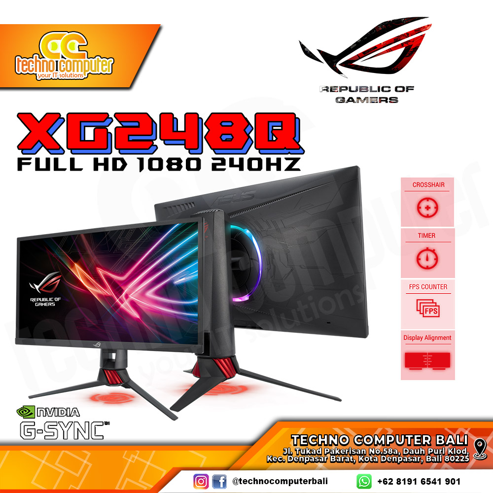 ASUS ROG STRIX XG248Q Gaming Monitor - 24 inch, FHD (1920 x 1080), TN, 240Hz, 1ms