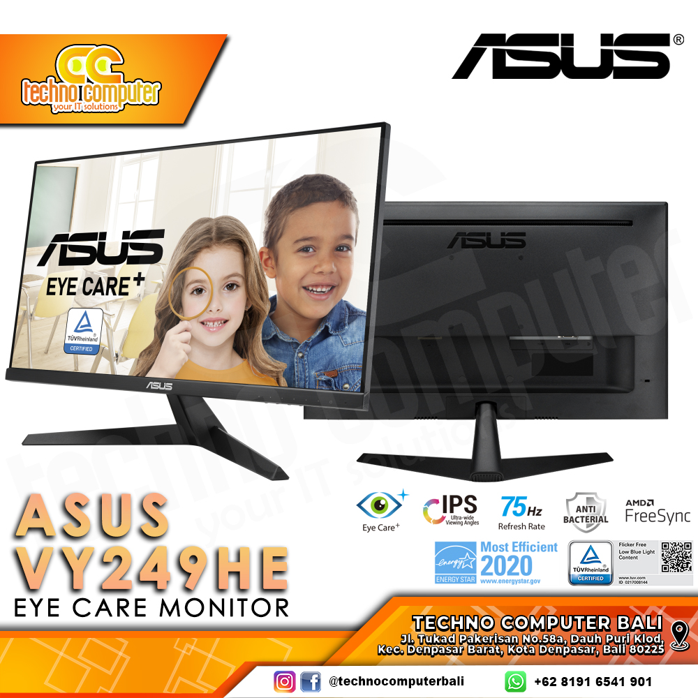 ASUS VY249HE LED Monitor - 24 inch, FHD (1920 x 1080), IPS, 75Hz, 1ms, FreeSync