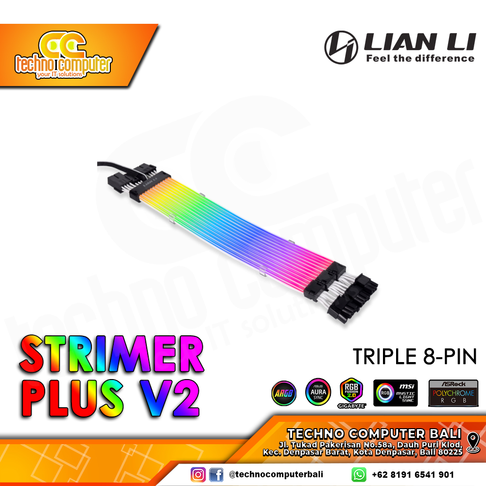 LIAN LI STRIMER PLUS V2 A-RGB TRIPLE 8-PIN - GPU/VGA RTX 30 Series Extension Cable