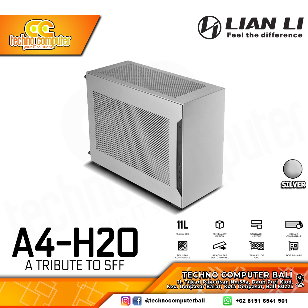CASING LIAN LI A4H2O Gen4 Silver - Mini Tower Aluminium Mesh mITX Case