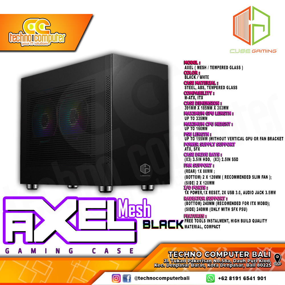 CASING CUBE GAMING AXEL Mesh Black - Mini Tower mATX Case Mesh