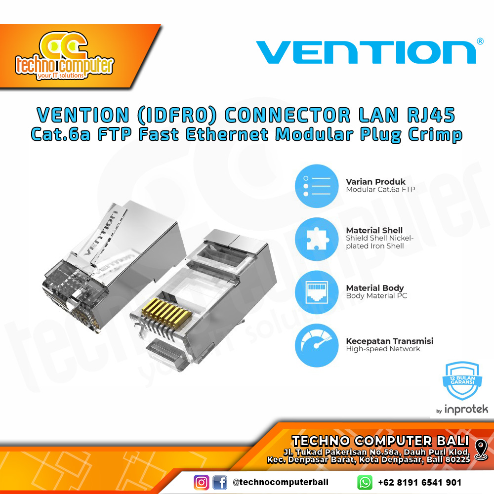 VENTION CONNECTOR LAN RJ45 - CAT6a FTP Fast Ethernet Modular Plug Crimp - IDF