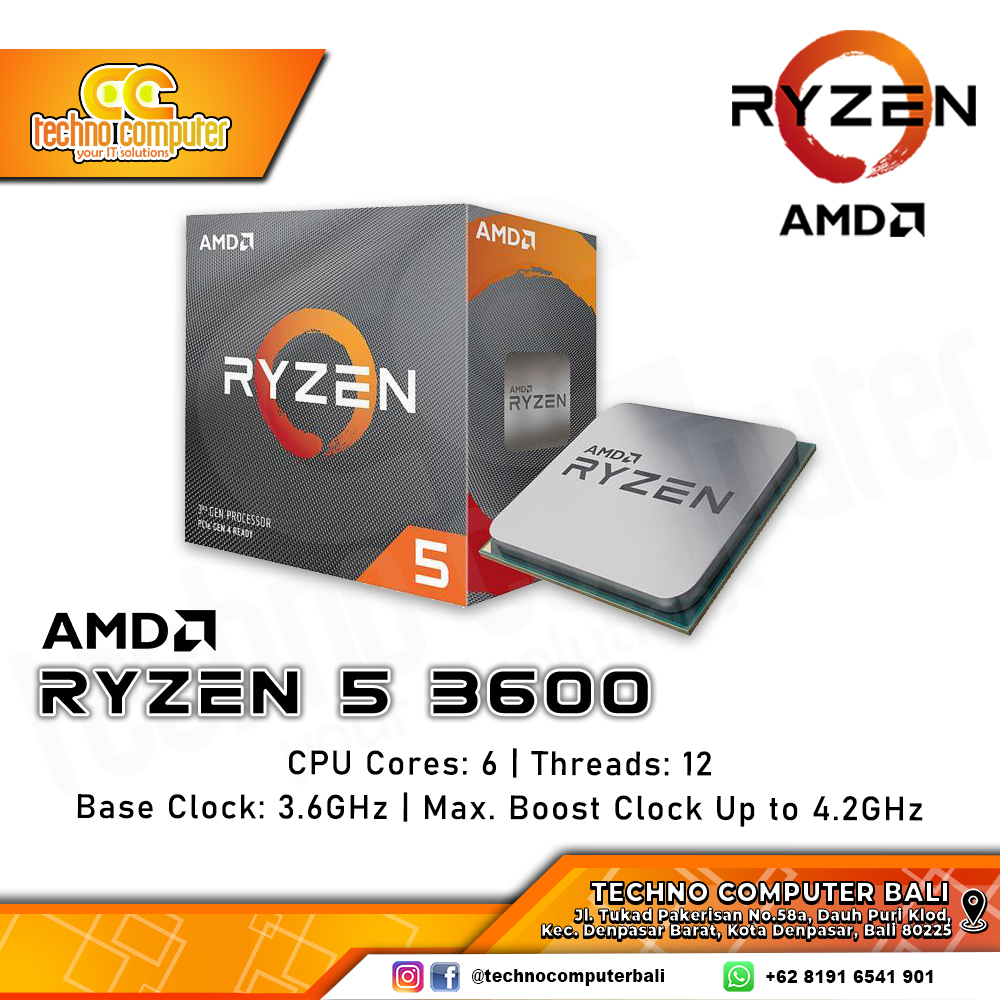 PROCESSOR AMD RYZEN 5 3600 - 6 Core 12 Threads Up to 4.2GHz - Socket AM4