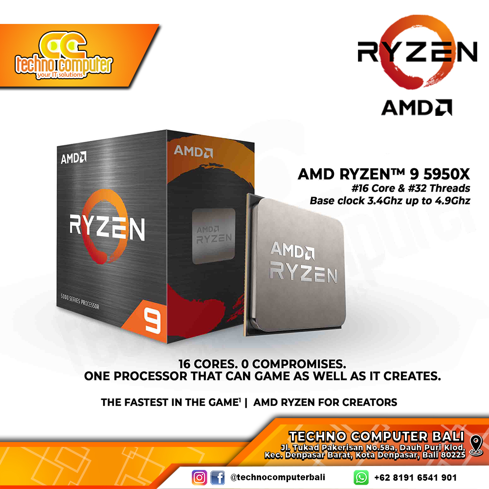 PROCESSOR AMD RYZEN 9 5950X - 16 Cores 32 Threads Up to 4.9GHz - Socket AM4