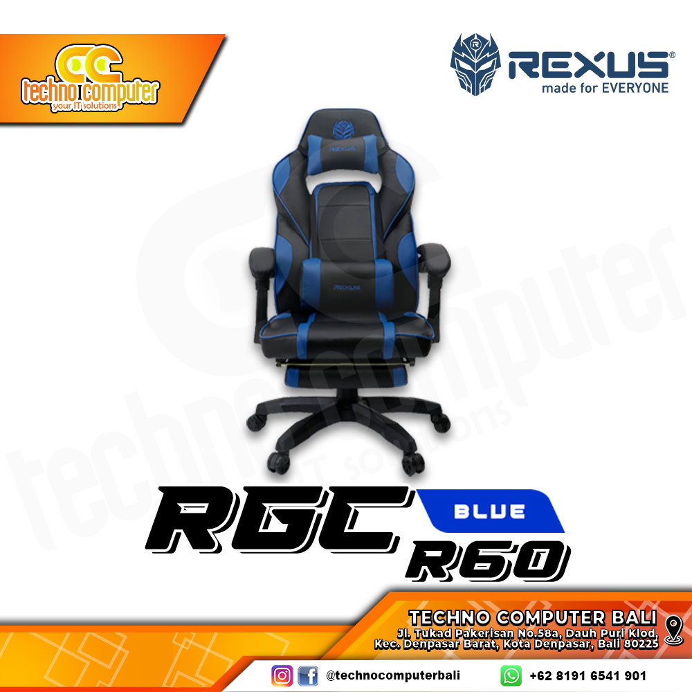 KURSI GAMING REXUS RGC-R60 GAMING CHAIR Footrest - BLUE