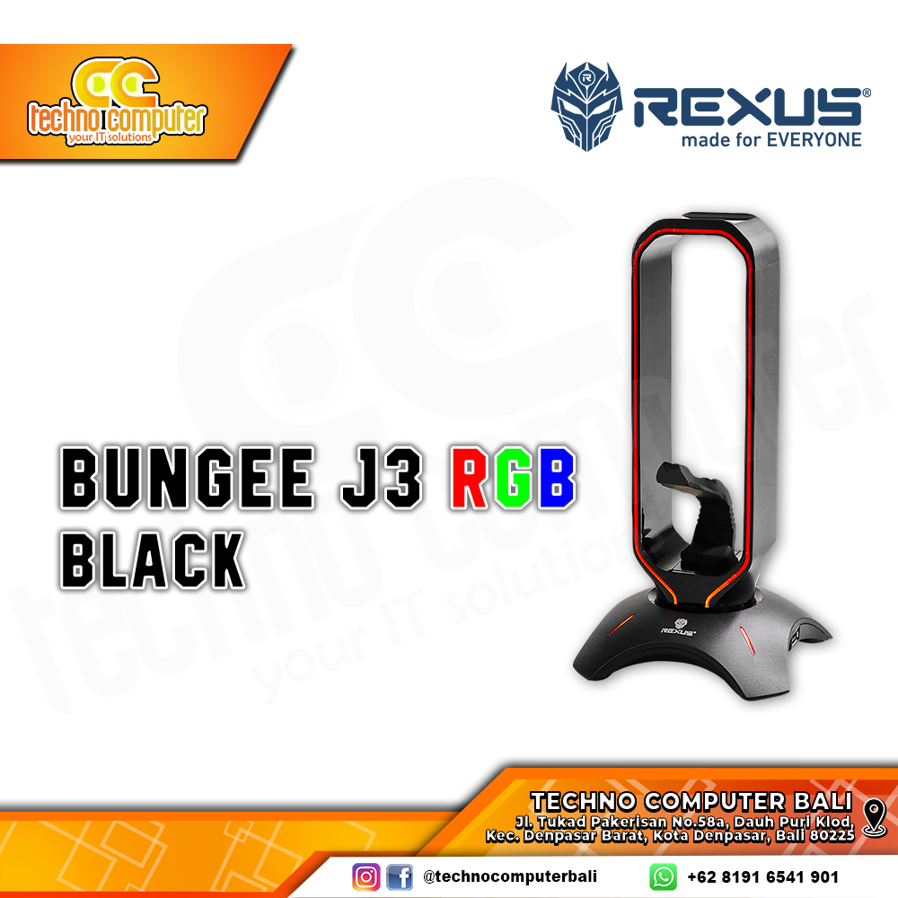 STAND HEADSET REXUS BUNGEE J3 BLACK RGB