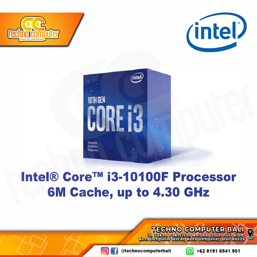 PROCESSOR INTEL CORE I3-10100F - 4 Cores 8 Threads Up To 4.3Ghz - Socket LGA1200