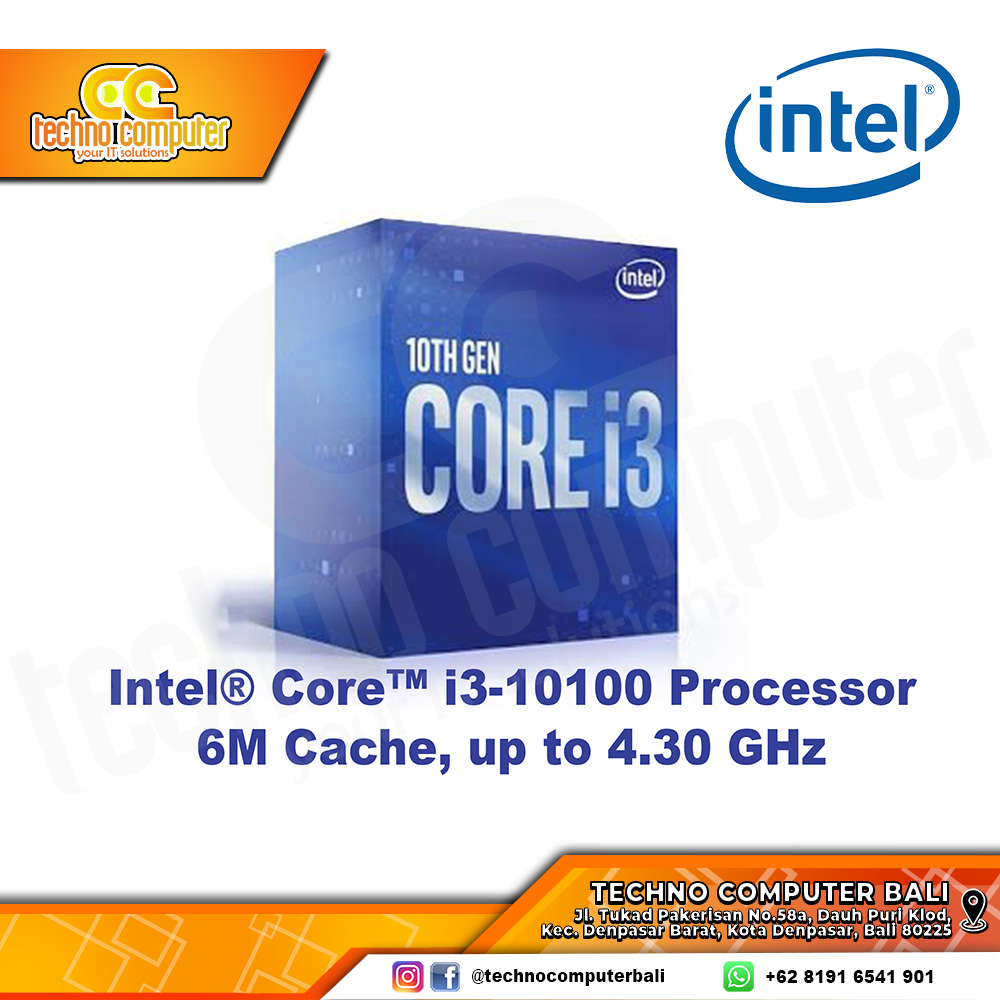 PROCESSOR INTEL CORE I3-10100 - 4 Cores 8 Threads Up to 4.3GHz - Socket LGA 1200